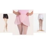 falda danza corta cruzada negra, rosa y blanca