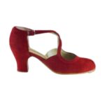 zapato flamenco en ante con tiras frontales