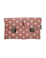 funda de castañuelas con borreguito en rosa con lunares blancos