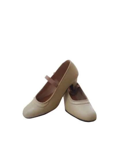 Zapato flamenco iniciacion beig elastico con clavos