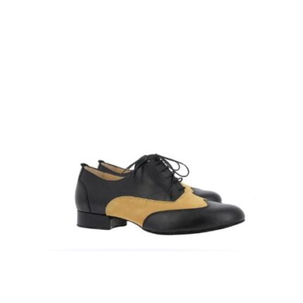 zapato hombre baile salon negro y mostaza