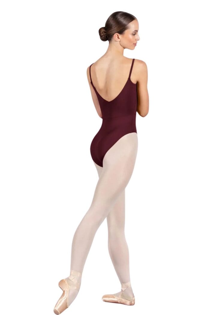 Maillot de tirante fino en color burdeos con costuras tipo corpiño