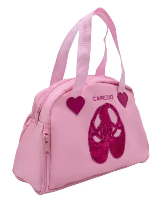 Bolsa de Danza Capezio rosa con zapatillas de ballet de lentejuelas