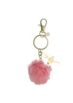 Llavero con pompon rosa y bailarina dorada