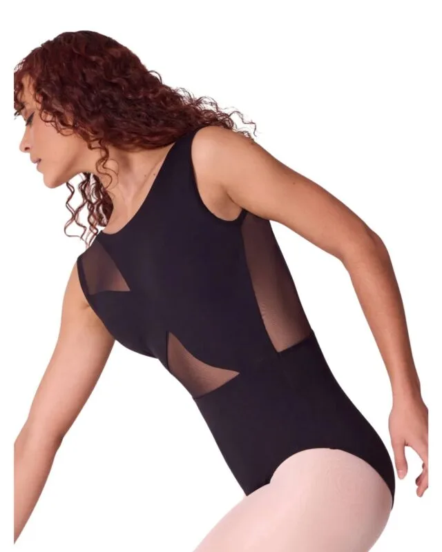 Maillot negro transparencias de la marca Capezio