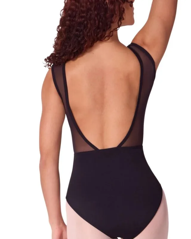 Maillot negro transparencias de la marca Capezio