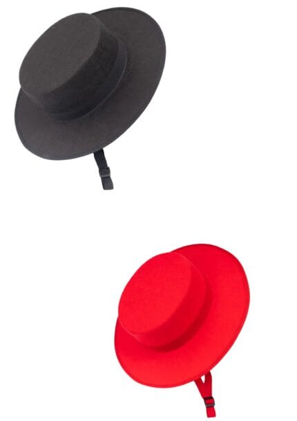 Sombrero cordobés de baile en color rojo y negro