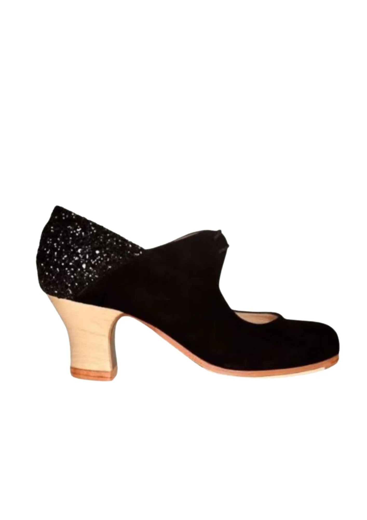 Zapato Flamenco Arty Negro Glitter Begoña Cervera