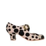 ZAPATO MODELO TABLAS II EN ANTE GRIS CON LUNAR NEGRO