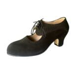 Zapato de flamenco semiprofesional en ante negro y cordones