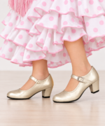zapatos dorados/platino para niña de la marca pasos de baile